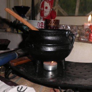 Cauldron over a tea candle.